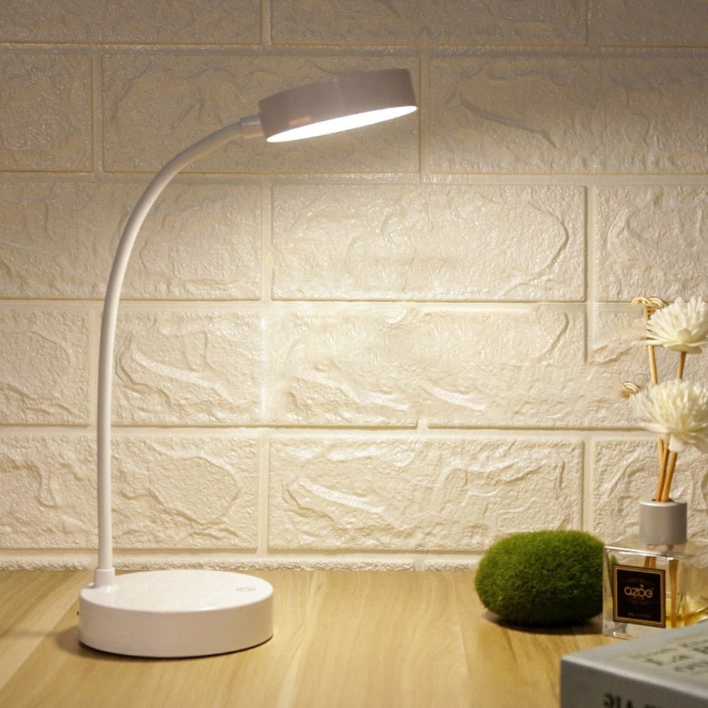 LED Desk Lamp with Adjustable Flexible Gooseneck Rechargeable USB Short Compact Design - Image 3