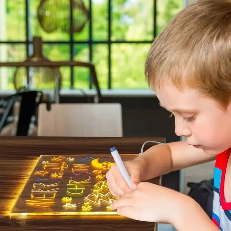 LED Dry Erase Note Board with Light Up Writing Surface and Folding Stand Smart White - Image 1