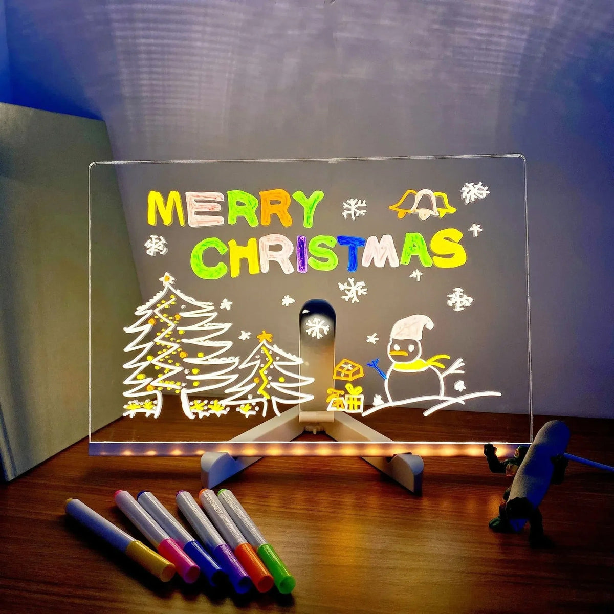 LED Dry Erase Note Board with Light Up Writing Surface and Folding Stand Smart White - Image 9