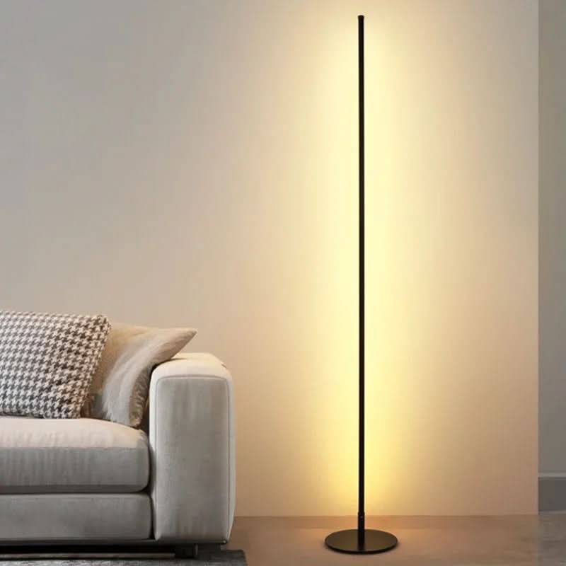 LED Floor Lamp Black Dimmable Minimalist with Slim Metal Pole and Warm White Light - Image 2