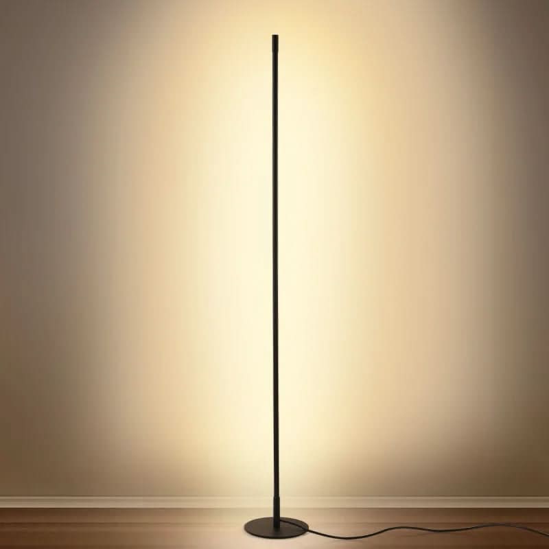 LED Floor Lamp Black Dimmable Minimalist with Slim Metal Pole and Warm White Light - Image 3
