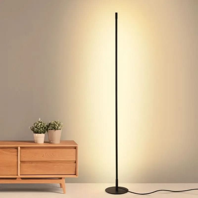 LED Floor Lamp Black Dimmable Minimalist with Slim Metal Pole and Warm White Light - Image 4