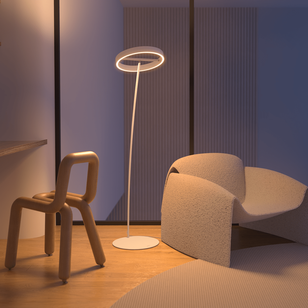 LED Floor Lamp with Adjustable Dimmable Ring Head and Remote Control Mid Century Modern - Image 12