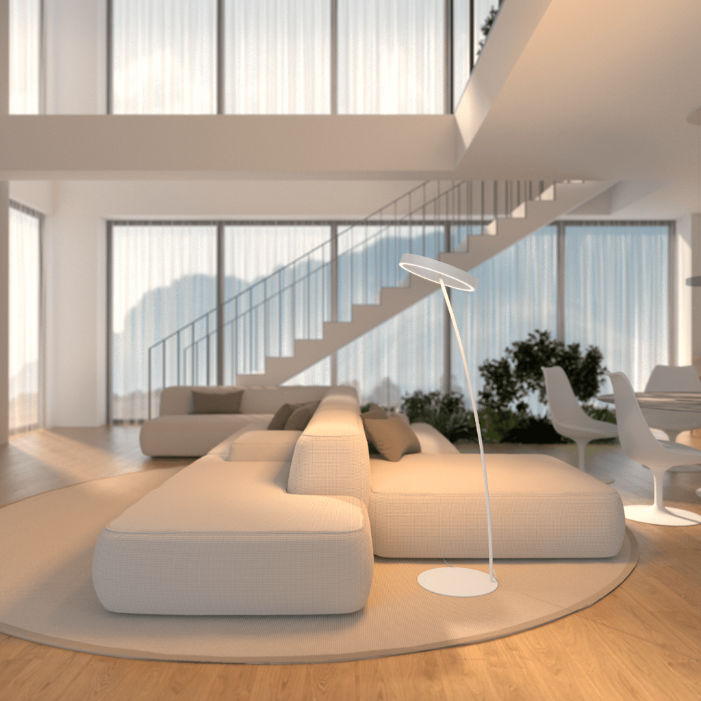 LED Floor Lamp with Adjustable Dimmable Ring Head and Remote Control Mid Century Modern - Image 13