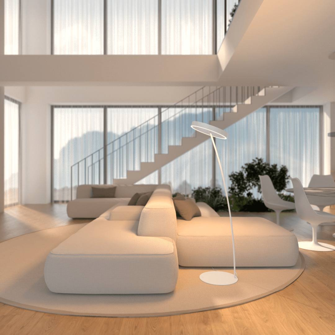 LED Floor Lamp with Adjustable Dimmable Ring Head and Remote Control Mid Century Modern - Image 13