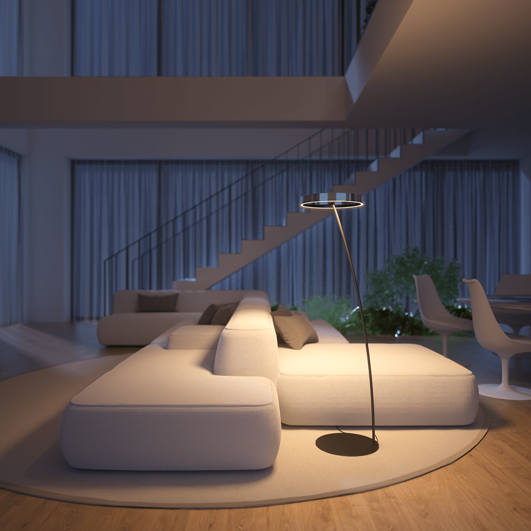 LED Floor Lamp with Adjustable Dimmable Ring Head and Remote Control Mid Century Modern - Image 15