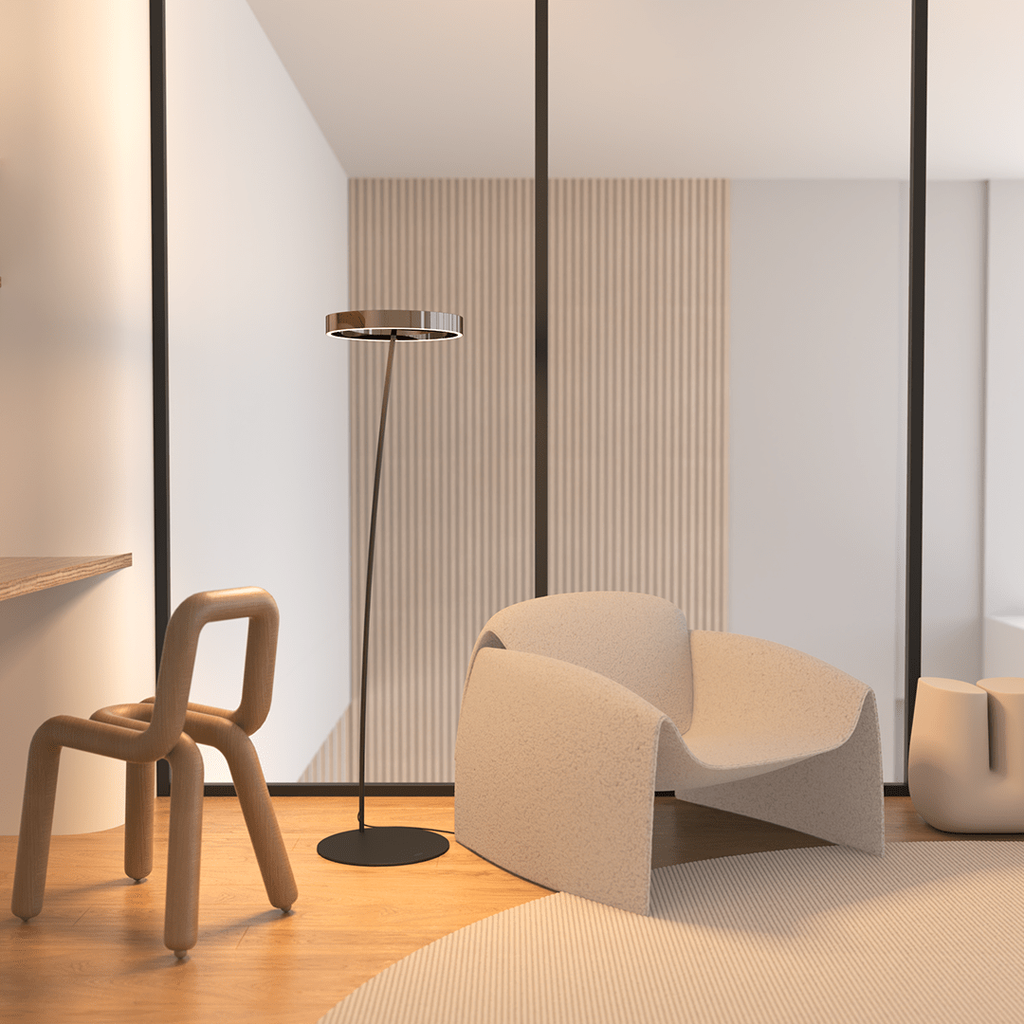LED Floor Lamp with Adjustable Dimmable Ring Head and Remote Control Mid Century Modern - Image 18