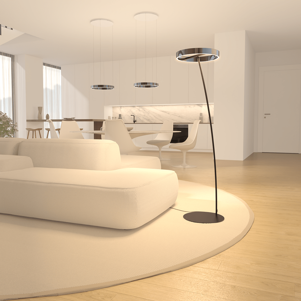 LED Floor Lamp with Adjustable Dimmable Ring Head and Remote Control Mid Century Modern - Image 19