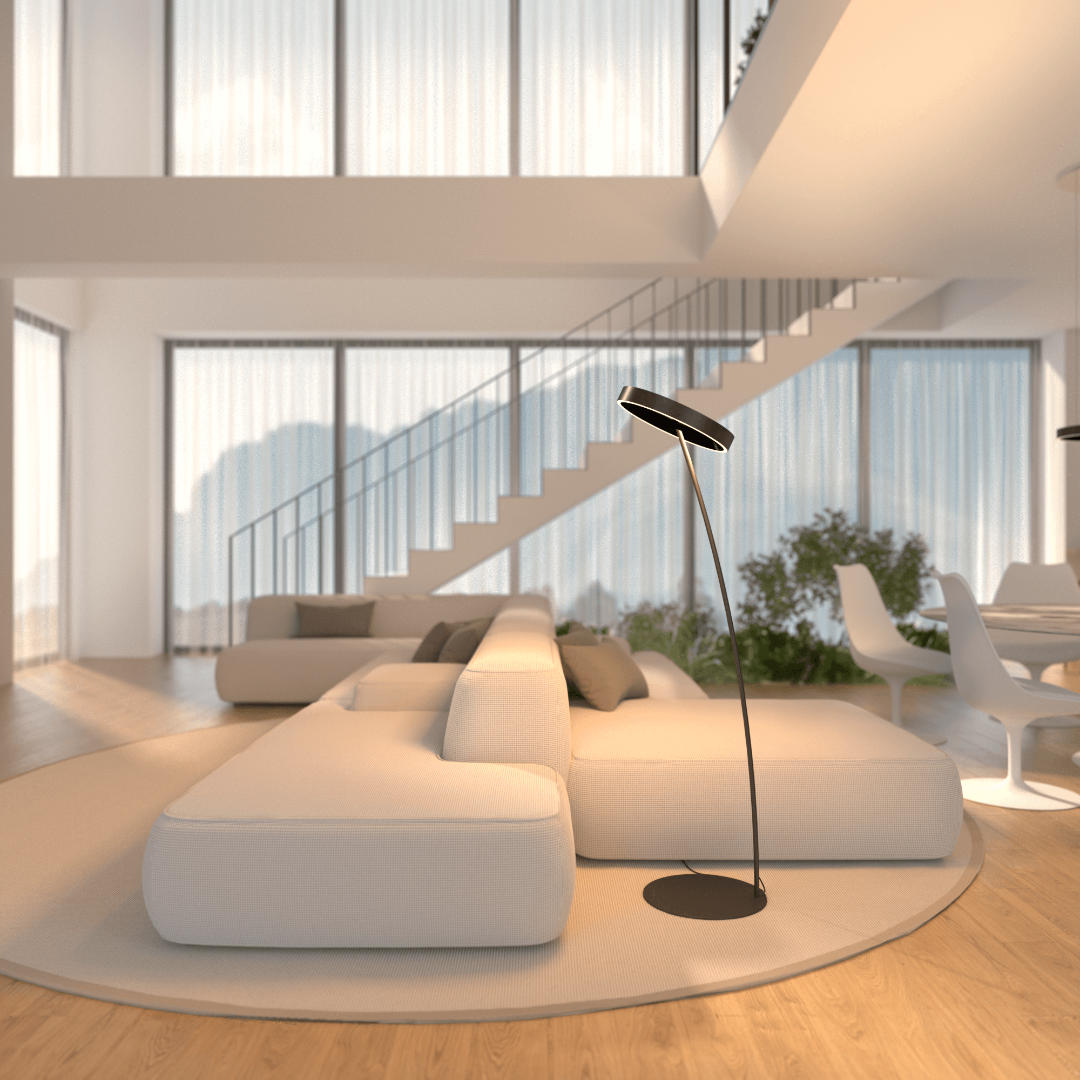 LED Floor Lamp with Adjustable Dimmable Ring Head and Remote Control Mid Century Modern - Image 4