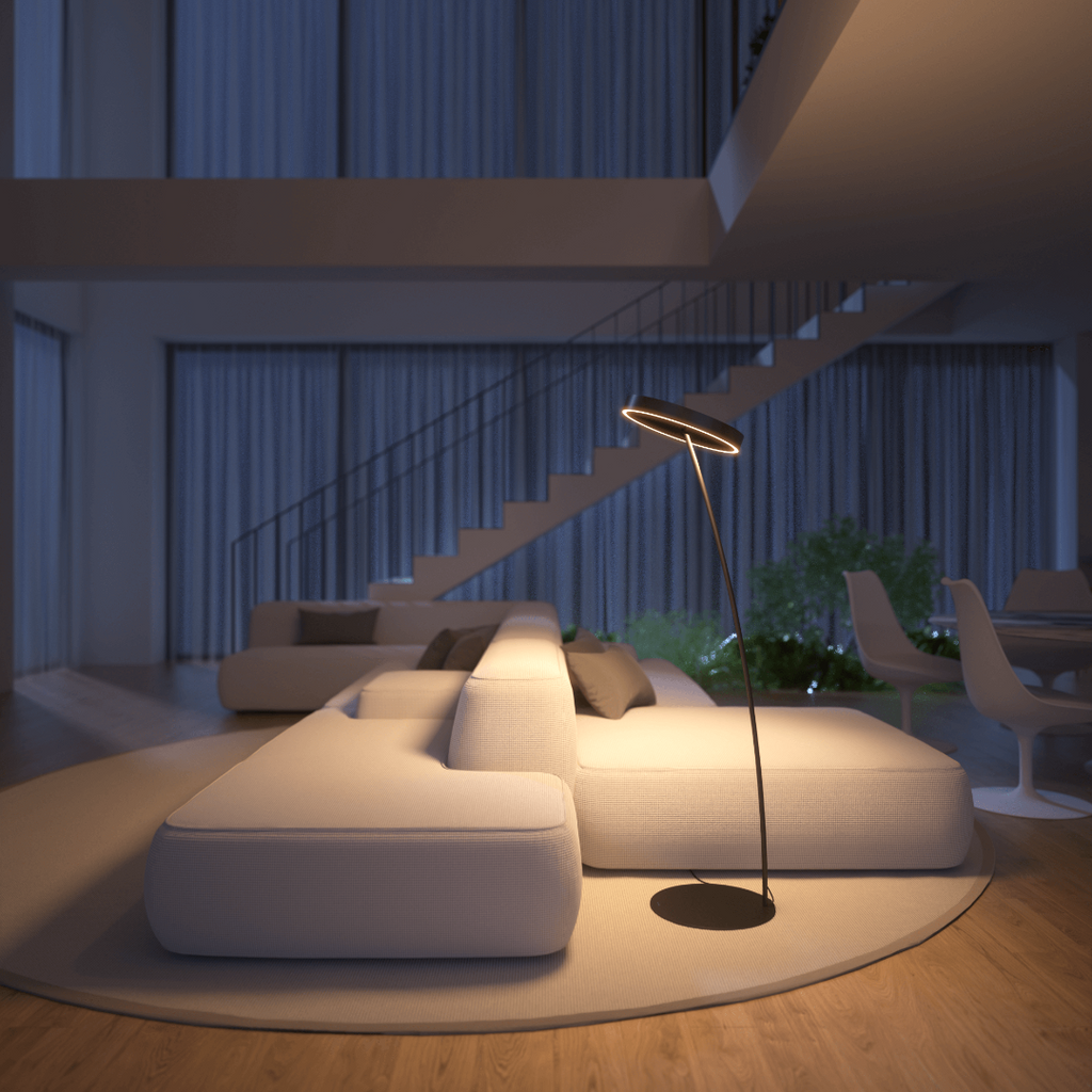 LED Floor Lamp with Adjustable Dimmable Ring Head and Remote Control Mid Century Modern - Image 5