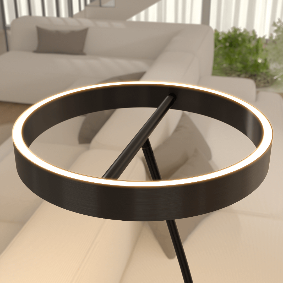 LED Floor Lamp with Adjustable Dimmable Ring Head and Remote Control Mid Century Modern - Image 8