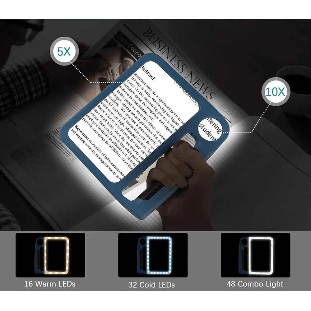 LED Magnifying Glass with Light and Handheld Design for Reading with Dual Lenses - Image 3