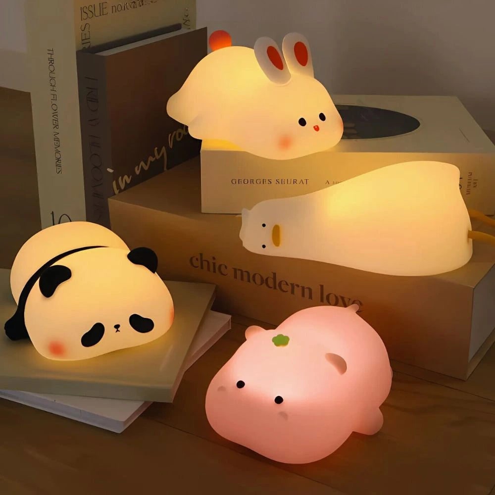 LED Night Light Rechargeable Silicone Portable Squishy Animal Warm White - Image 1