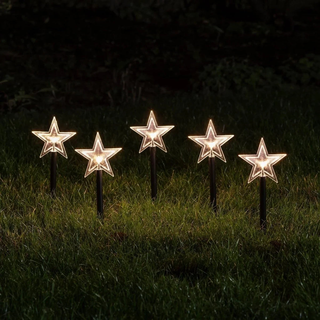 LED Pathway Lights with Star-Shaped Design Warm White Outdoor Christmas Set of 5 pieces - Image 2