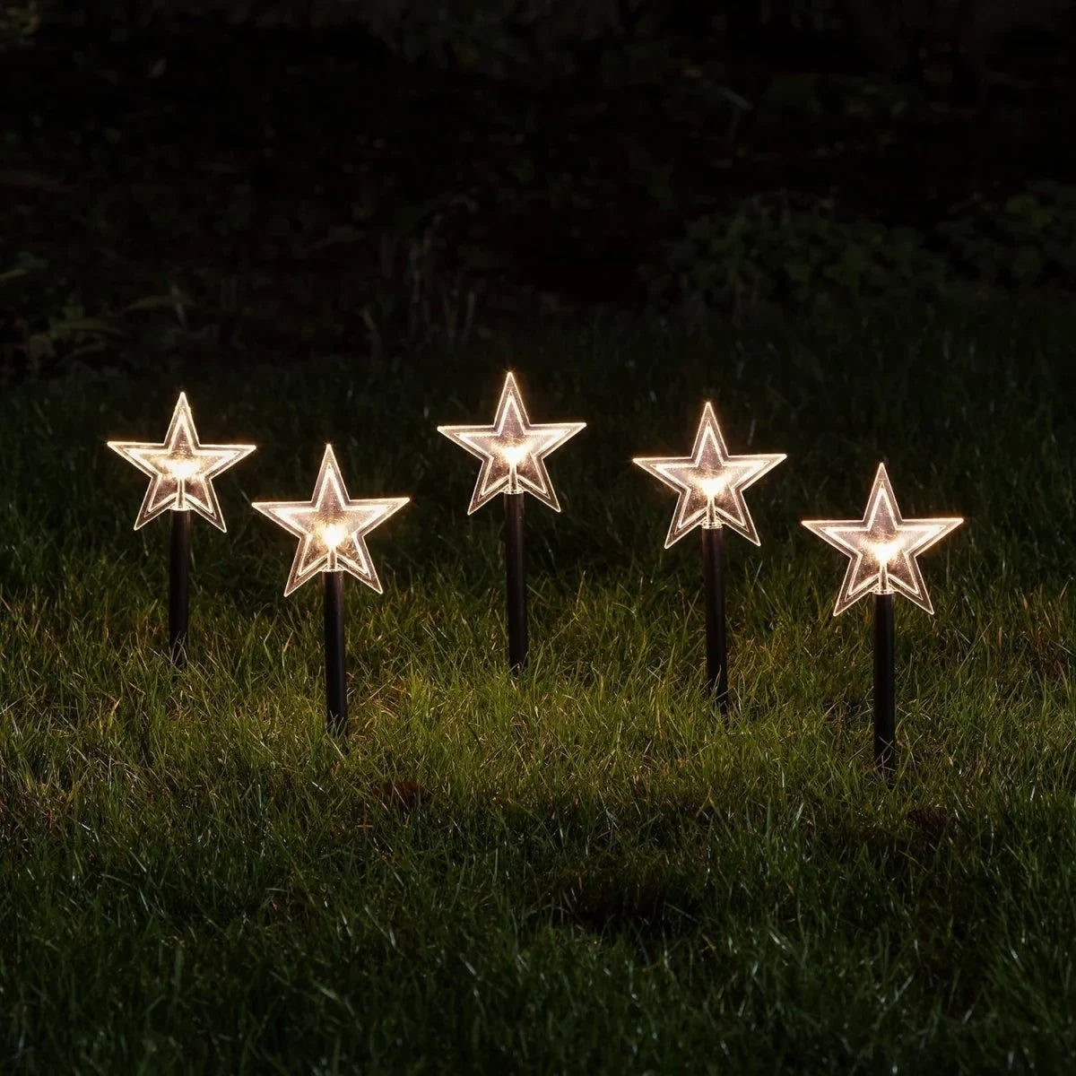 LED Pathway Lights with Star-Shaped Design Warm White Outdoor Christmas Set of 5 pieces - Image 2