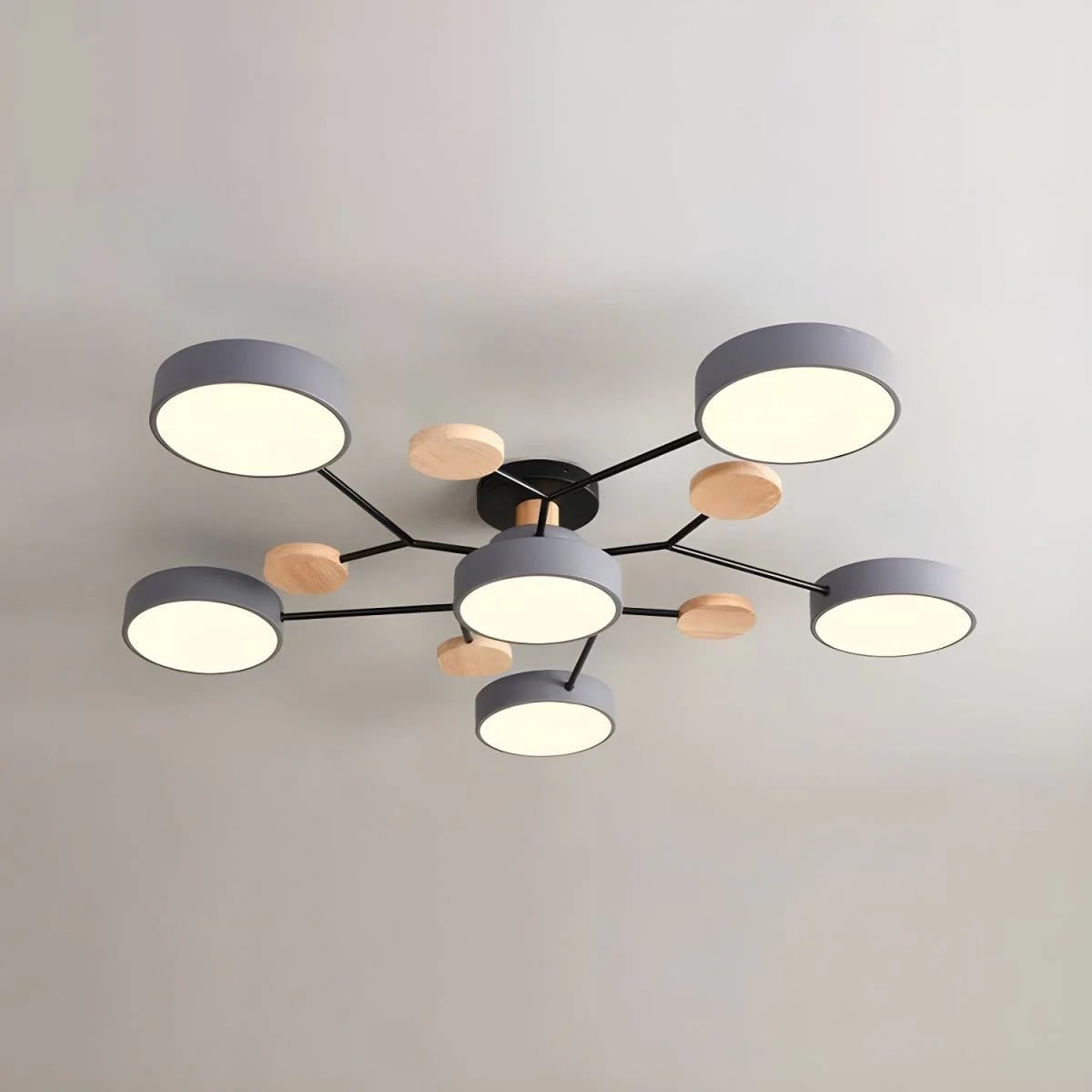 LED Semi Flush Ceiling Light Fixture with Modern Wood Accents for Kitchen Dining Room - Image 17