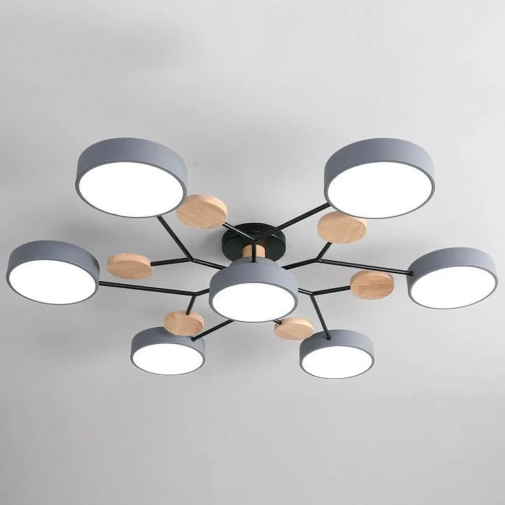 LED Semi Flush Ceiling Light Fixture with Modern Wood Accents for Kitchen Dining Room - Image 19