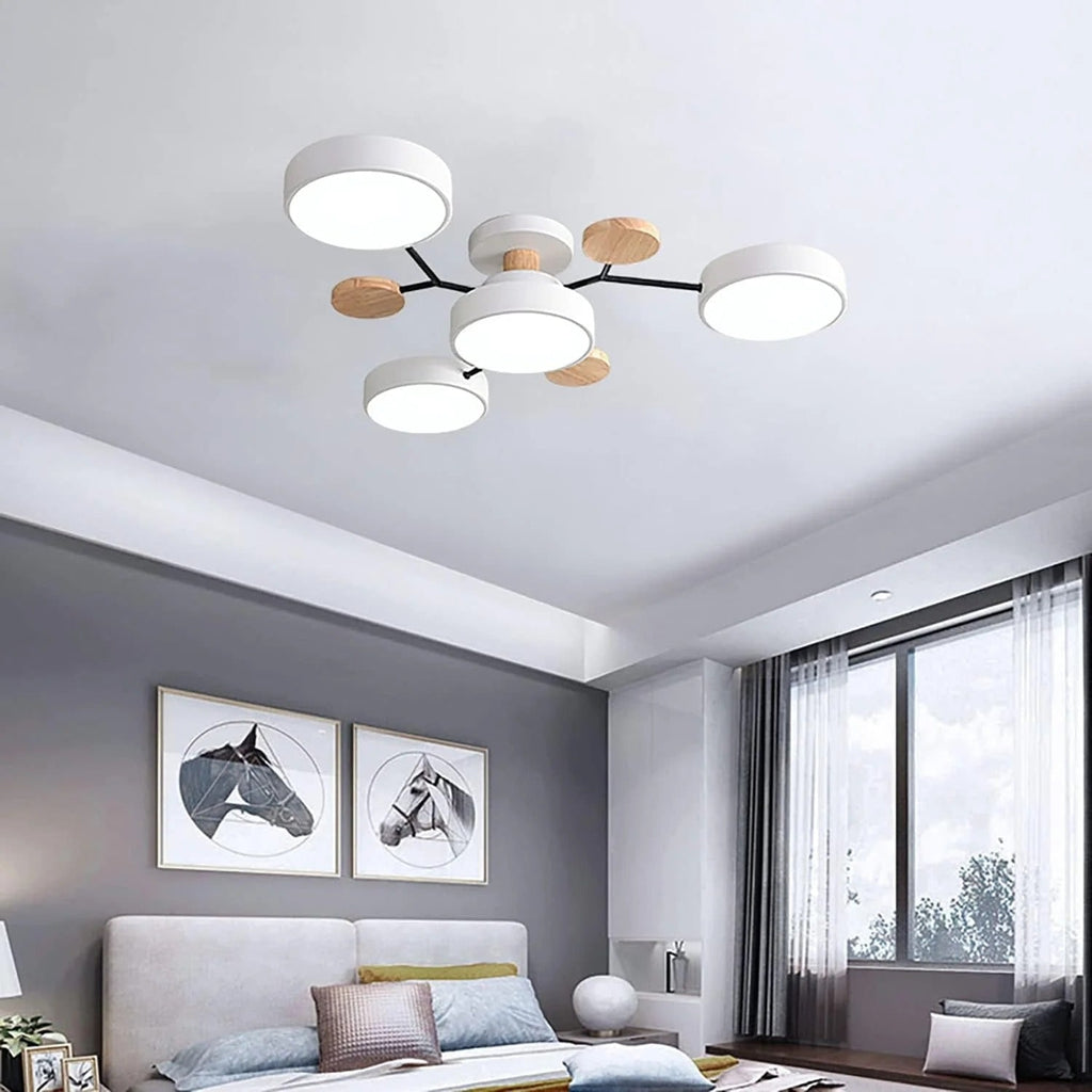 LED Semi Flush Ceiling Light Fixture with Modern Wood Accents for Kitchen Dining Room - Image 22