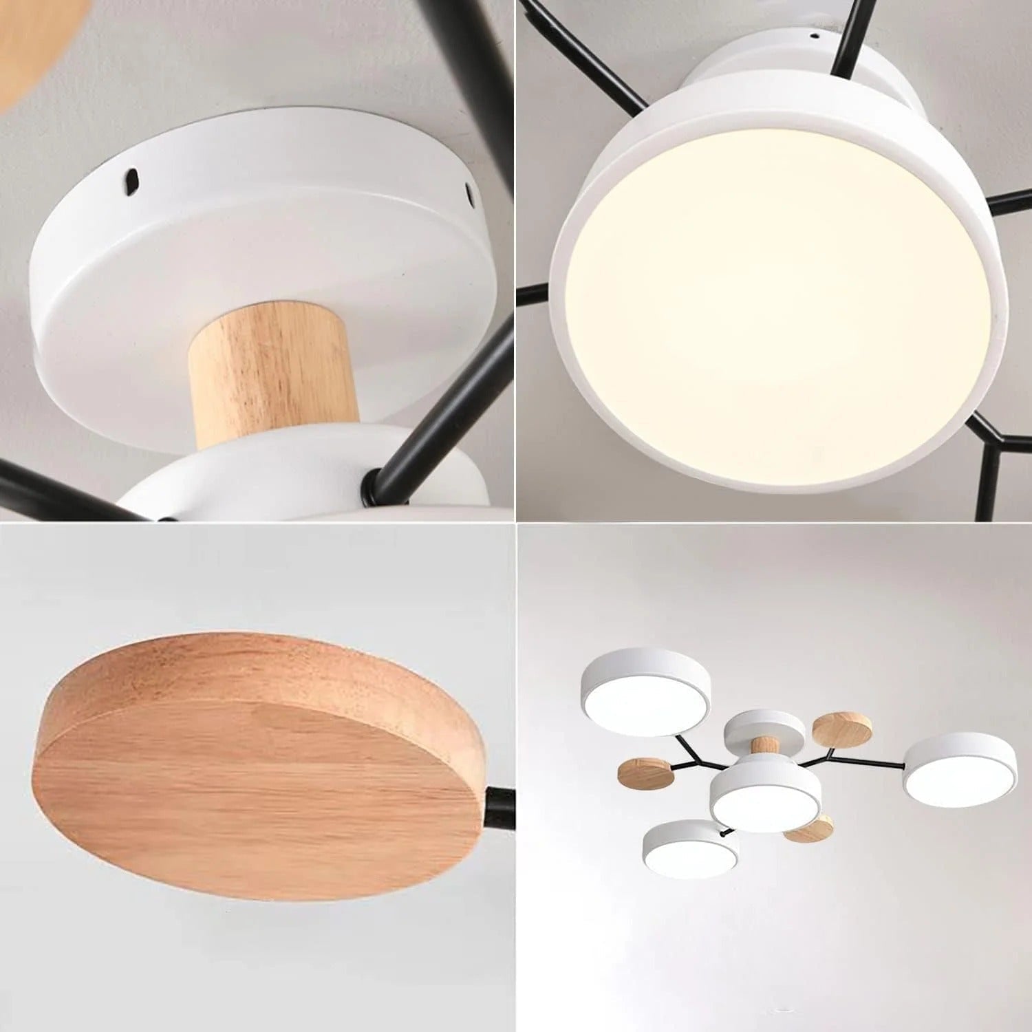 LED Semi Flush Ceiling Light Fixture with Modern Wood Accents for Kitchen Dining Room - Image 27