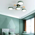 LED Semi Flush Ceiling Light Fixture with Modern Wood Accents for Kitchen Dining Room - Image 3