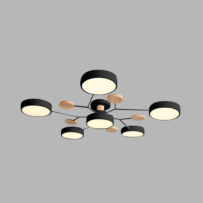 LED Semi Flush Ceiling Light Fixture with Modern Wood Accents for Kitchen Dining Room - Image 37