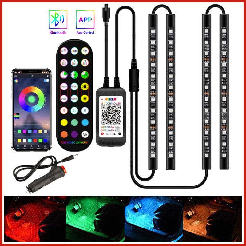 LED Strip Lights for Car Interior with Remote Control and Music Sync Ambient Lighting - Image 2