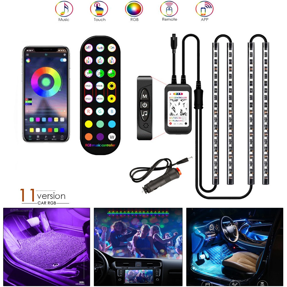 LED Strip Lights for Car Interior with Remote Control and Music Sync Ambient Lighting - Image 3