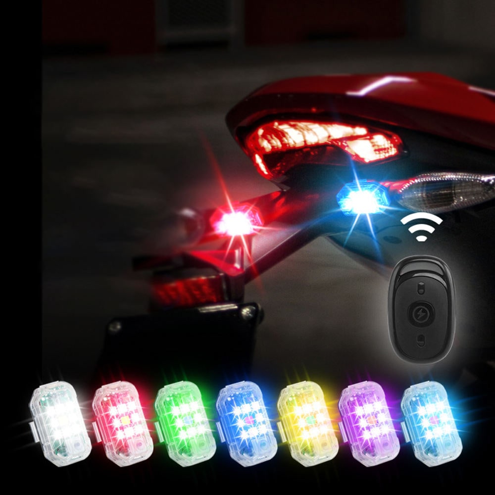 LED Strobe Light Wireless Rechargeable Waterproof Motorcycle Tail Remote Control Warning - Image 3