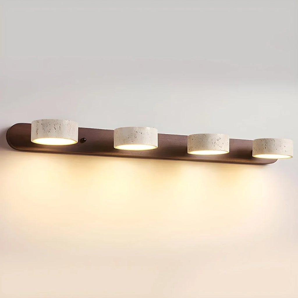 LED Wall Light with Travertine Stone and Wooden Backplate Modern Sconce - Image 11
