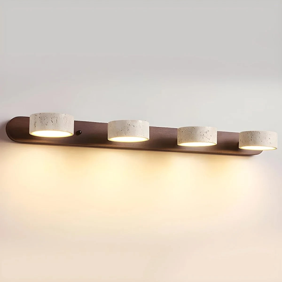 LED Wall Light with Travertine Stone and Wooden Backplate Modern Sconce - Image 11