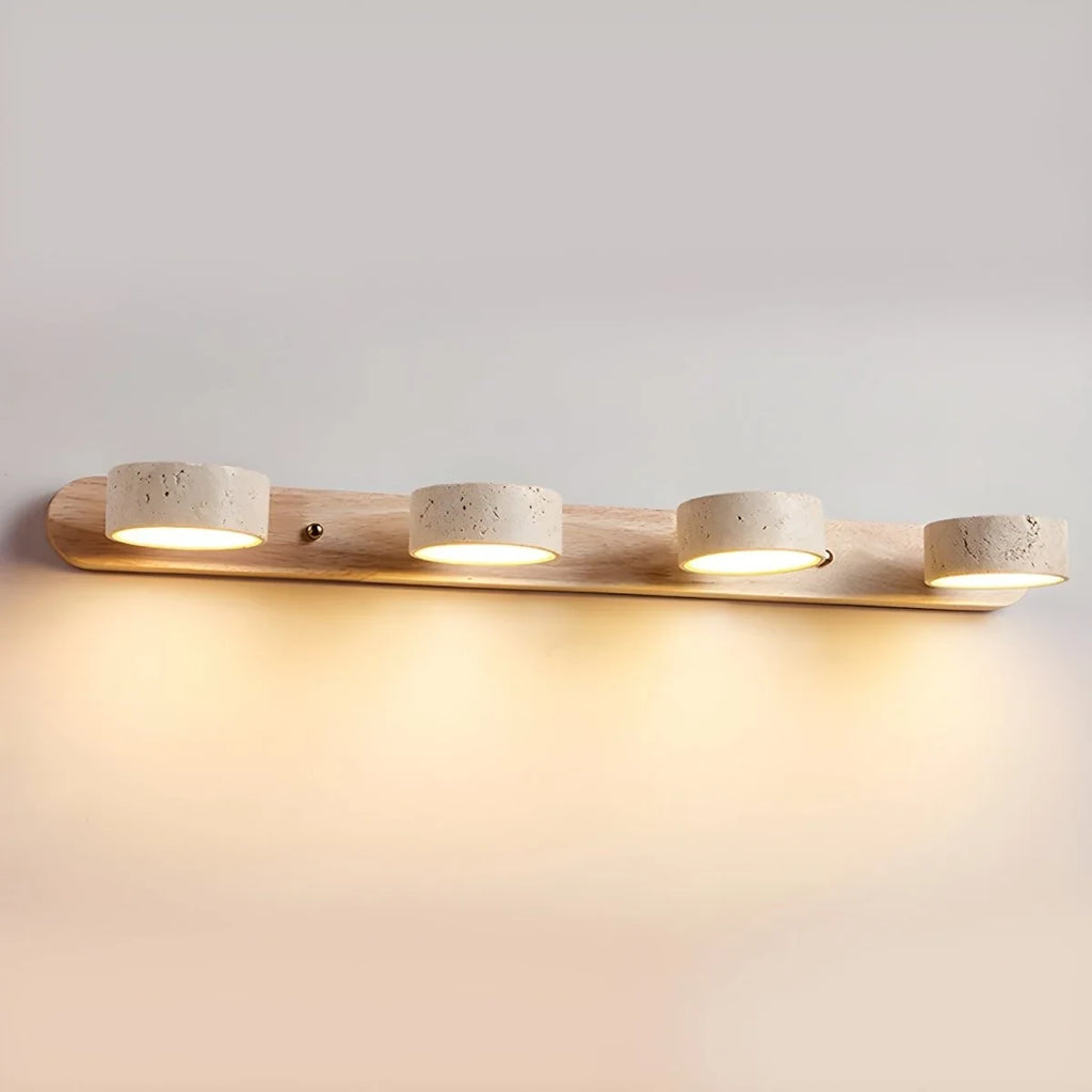 LED Wall Light with Travertine Stone and Wooden Backplate Modern Sconce - Image 13