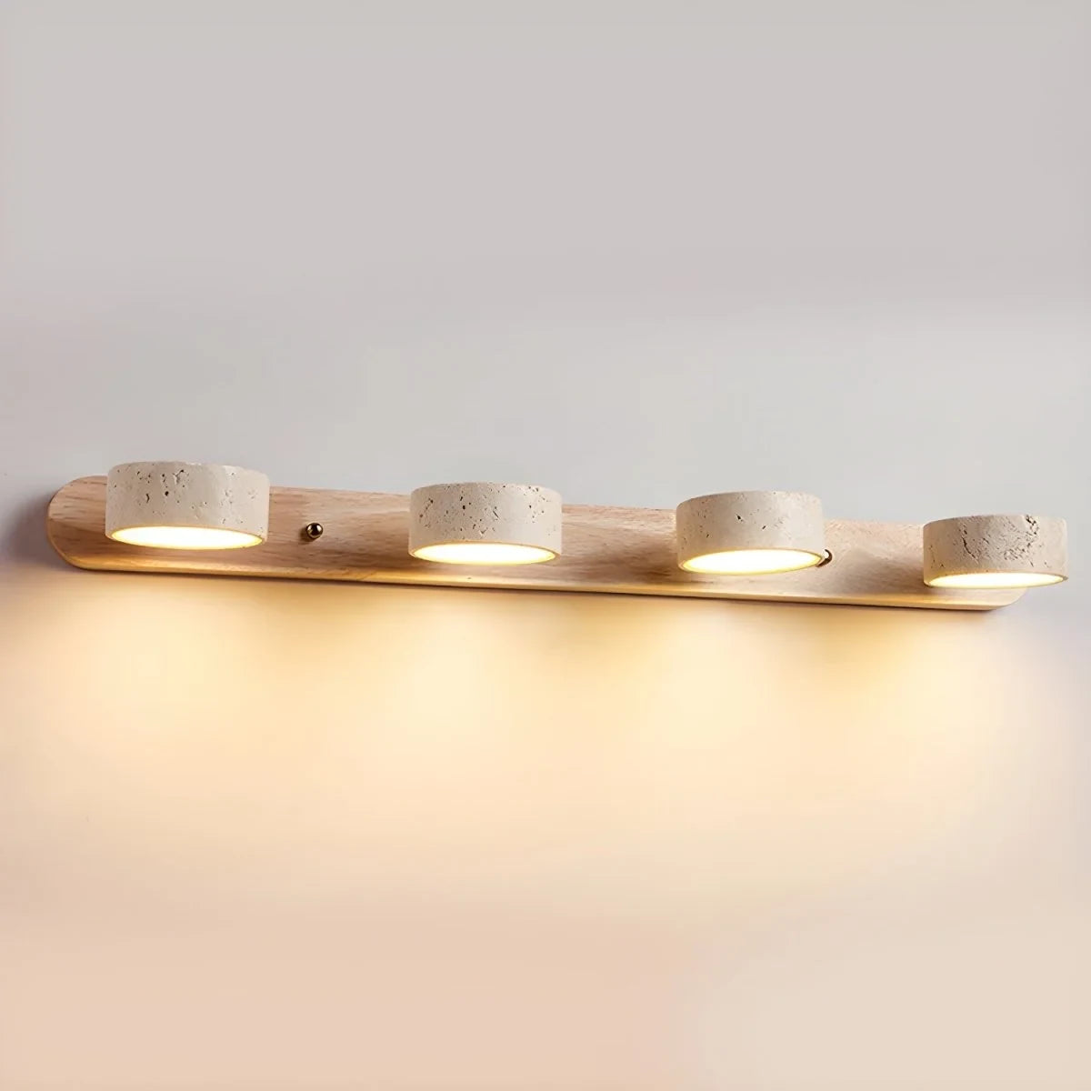 LED Wall Light with Travertine Stone and Wooden Backplate Modern Sconce - Image 13