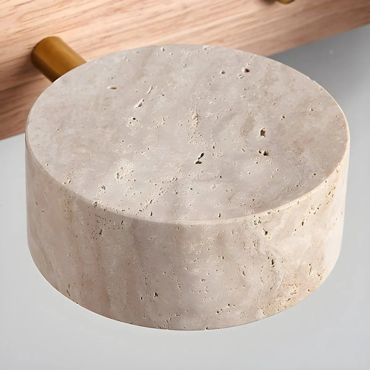 LED Wall Light with Travertine Stone and Wooden Backplate Modern Sconce - Image 9