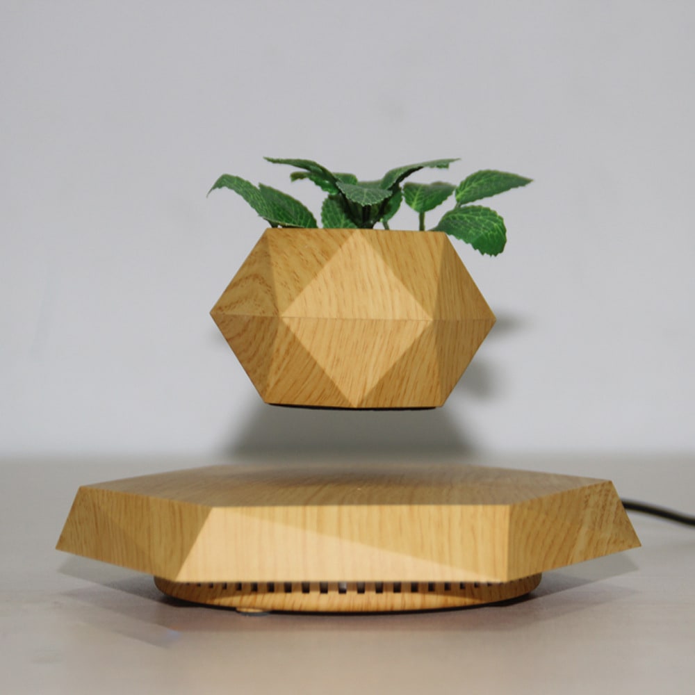Levitating Flower Pot and Planter with Geometric Hexagonal Base for Indoor Plants - Image 2