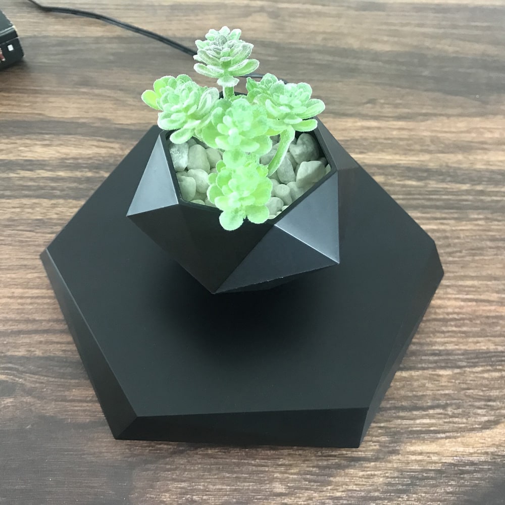 Levitating Flower Pot and Planter with Geometric Hexagonal Base for Indoor Plants - Image 3