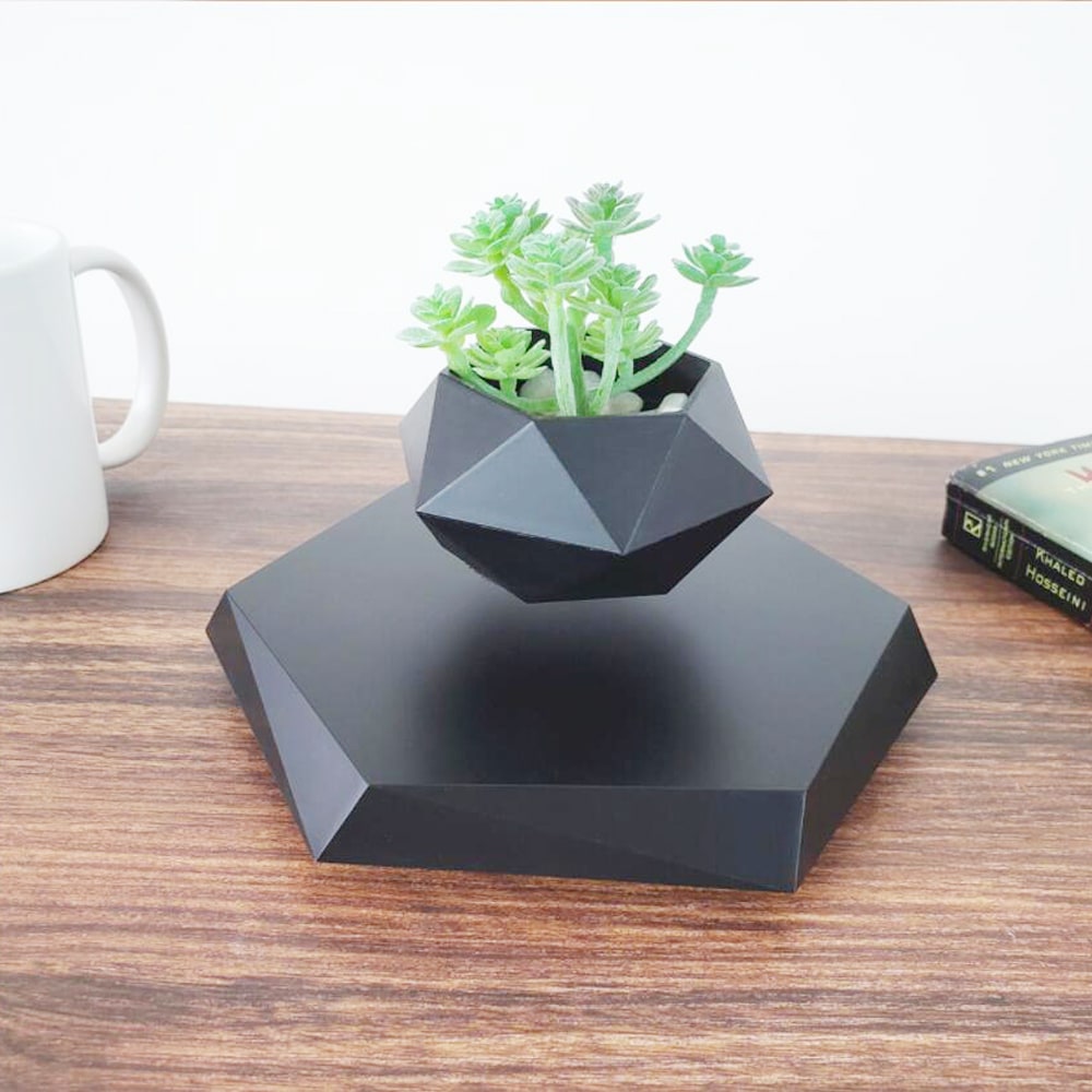 Levitating Flower Pot and Planter with Geometric Hexagonal Base for Indoor Plants - Image 6
