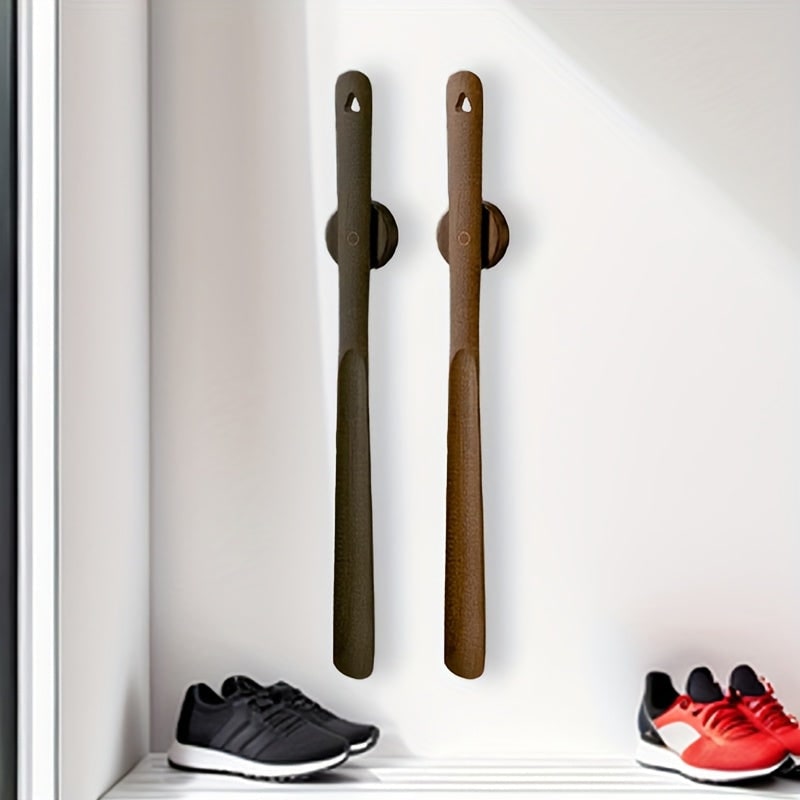 Long Shoe Horn Wooden Magnetic Wall Mount Standing Protection With Handle - Image 1