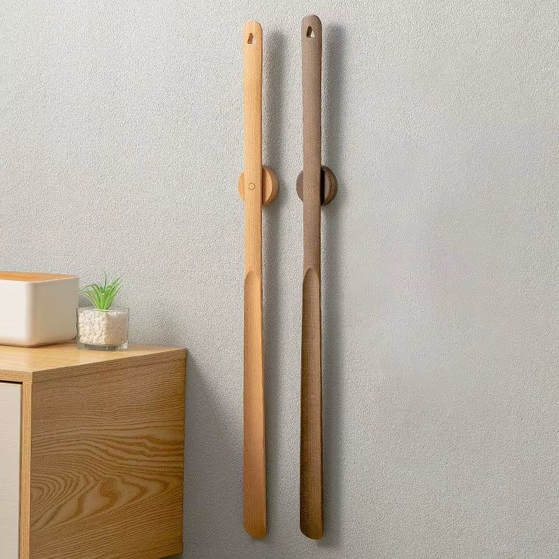 Long Shoe Horn Wooden Magnetic Wall Mount Standing Protection With Handle - Image 3