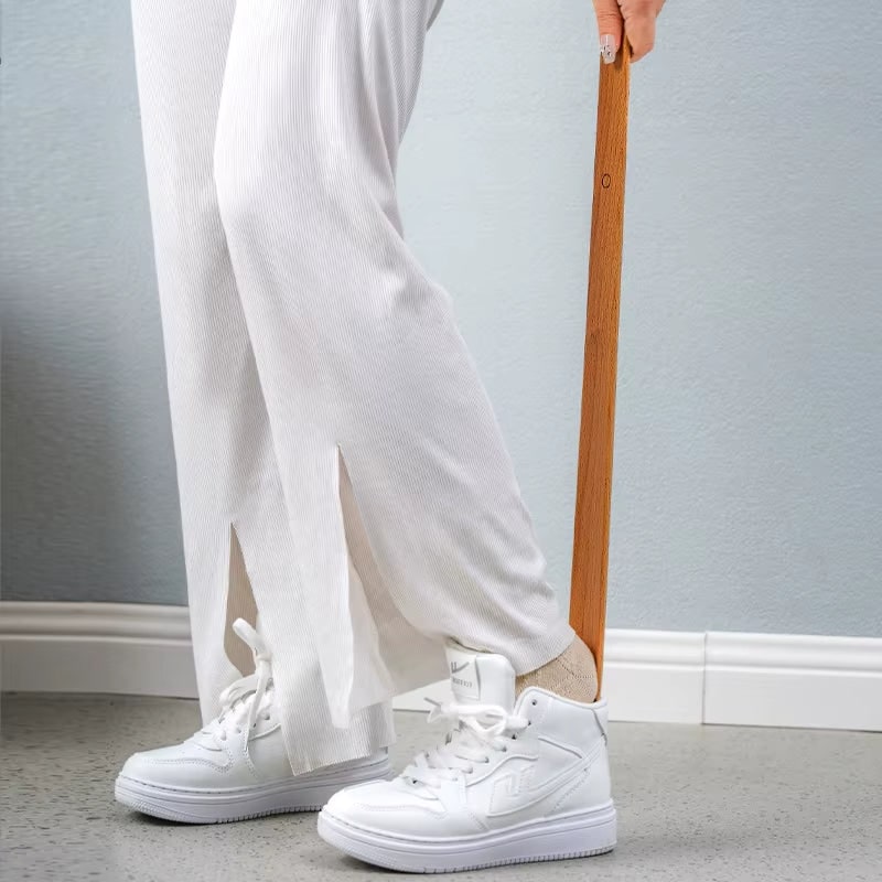 Long Shoe Horn Wooden Magnetic Wall Mount Standing Protection With Handle - Image 4