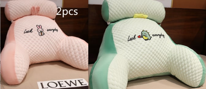 Lumbar Support Pillow with Reading Backrest Armrests and Detachable Neck Roll for Bed - Image 13