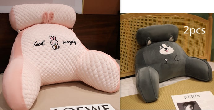 Lumbar Support Pillow with Reading Backrest Armrests and Detachable Neck Roll for Bed - Image 14