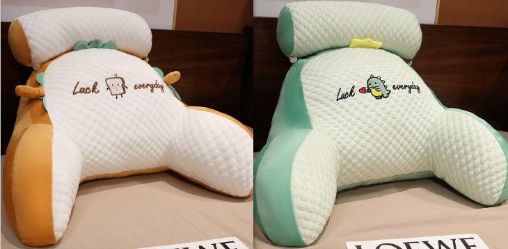 Lumbar Support Pillow with Reading Backrest Armrests and Detachable Neck Roll for Bed - Image 15