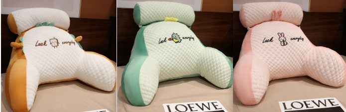 Lumbar Support Pillow with Reading Backrest Armrests and Detachable Neck Roll for Bed - Image 17