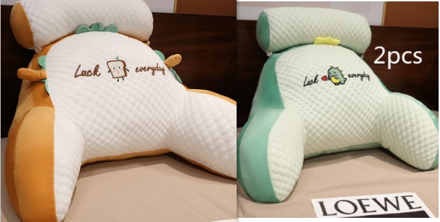 Lumbar Support Pillow with Reading Backrest Armrests and Detachable Neck Roll for Bed - Image 18
