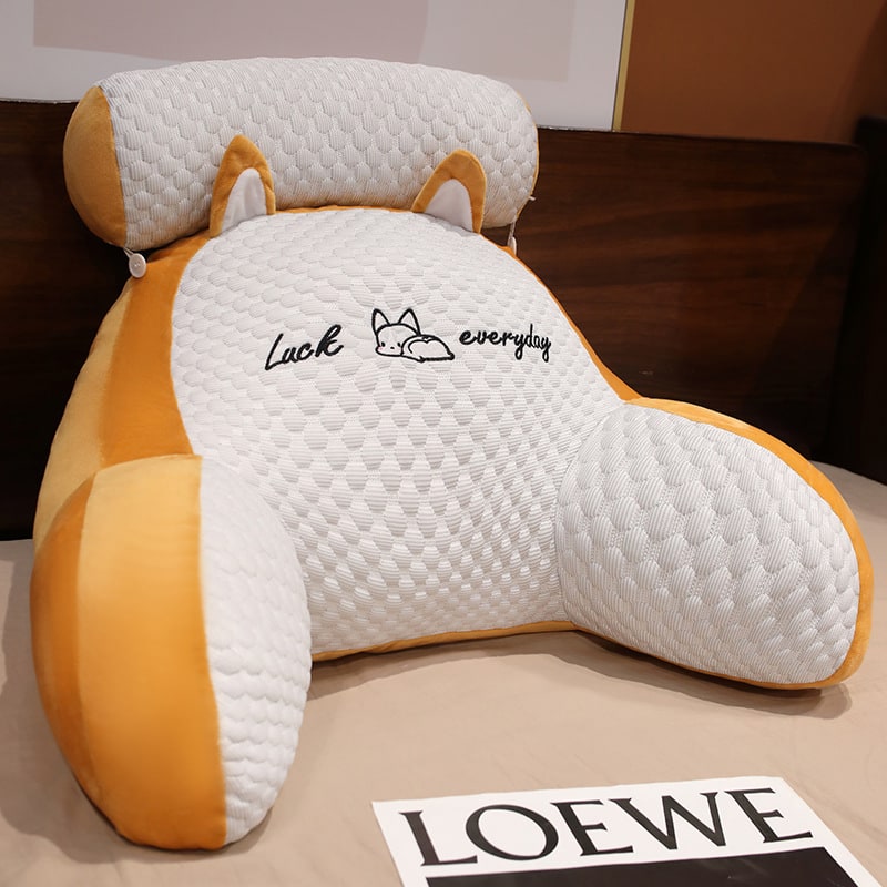 Lumbar Support Pillow with Reading Backrest Armrests and Detachable Neck Roll for Bed - Image 2