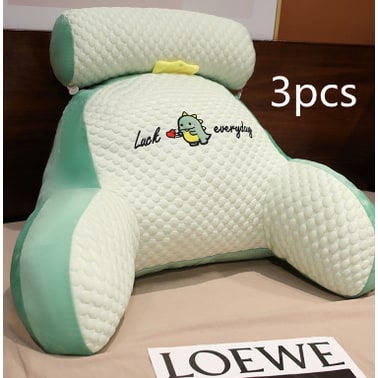 Lumbar Support Pillow with Reading Backrest Armrests and Detachable Neck Roll for Bed - Image 20