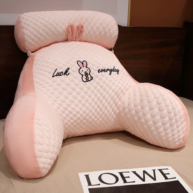 Lumbar Support Pillow with Reading Backrest Armrests and Detachable Neck Roll for Bed - Image 24