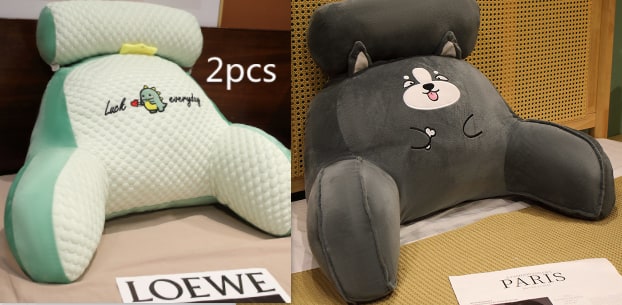 Lumbar Support Pillow with Reading Backrest Armrests and Detachable Neck Roll for Bed - Image 25
