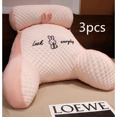Lumbar Support Pillow with Reading Backrest Armrests and Detachable Neck Roll for Bed - Image 26