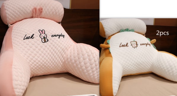 Lumbar Support Pillow with Reading Backrest Armrests and Detachable Neck Roll for Bed - Image 27